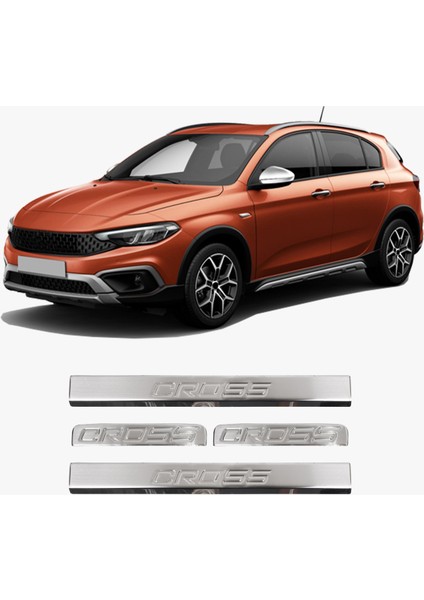 Fiat Egea Cross Uyumlu 2016 ve Üzeri Krom Kapı Eşiği 4 Parça Paslanmaz Çelik