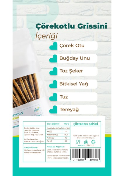 Çörekotlu Grissini 150 Gr