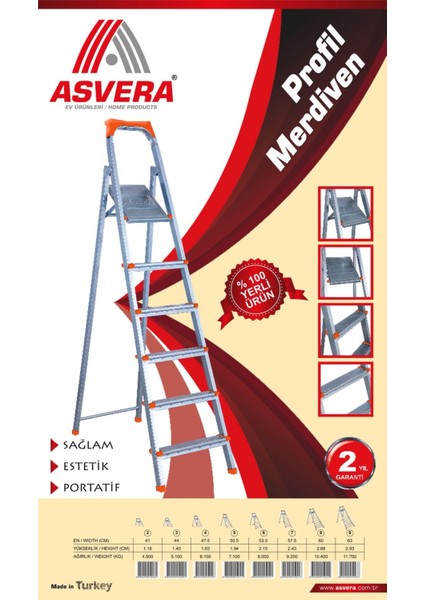 - 4+1 Basamaklı Galvanizli Profil Merdiven - Ev - Bahçe - İş Yeri İçin Dayanıklı