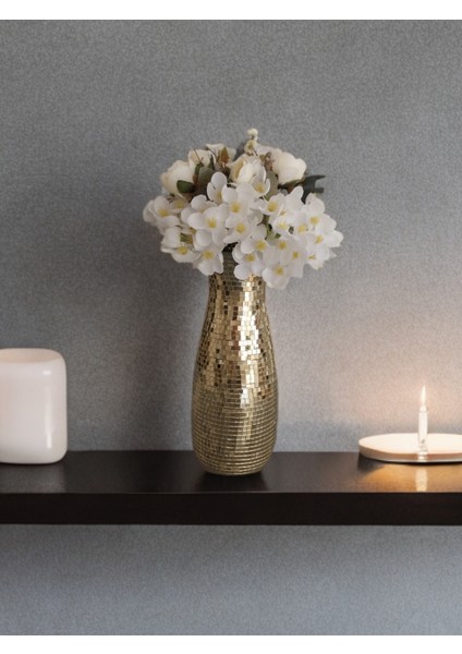 Işıltı Home Desıgn Aynalı Cam Vazo Açık Gold Orta Boy