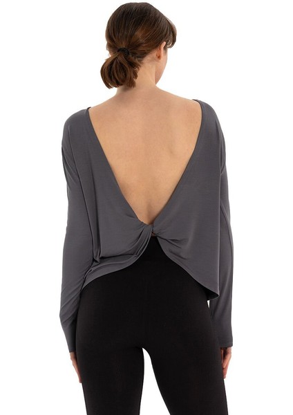 Sırt Detay Uzun Kollu Modal Yoga T-Shirt modelleri