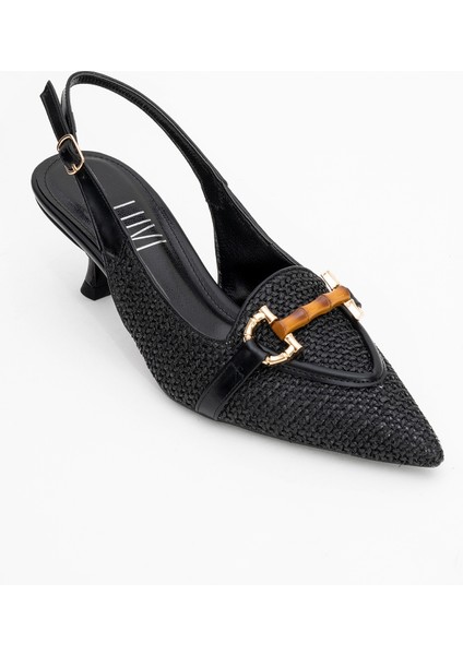 Osca Siyah Hasır Tokalı Sivri Burun Kadın Topuklu Ayakkabı fiyatları