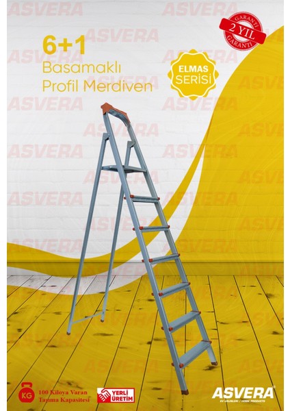 Elmas Serisi – 6+1 Basamaklı Galvanizli Profil Merdiven | Ev, Bahçe, İş Yeri İçin Dayanıklı
