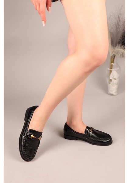 Jive Eskitme Tokalı Loafer Siyah