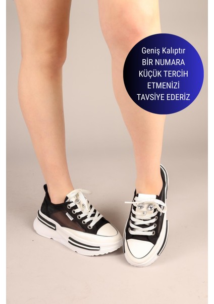Joyse Tül Detaylı Keten Sneakers Siyah