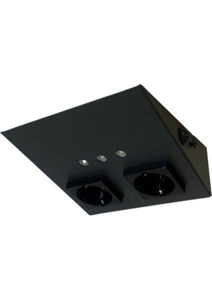 Tezgah Altı Ikili Priz / Antrasit Kasa / 3000K Sarı Işık / Avax