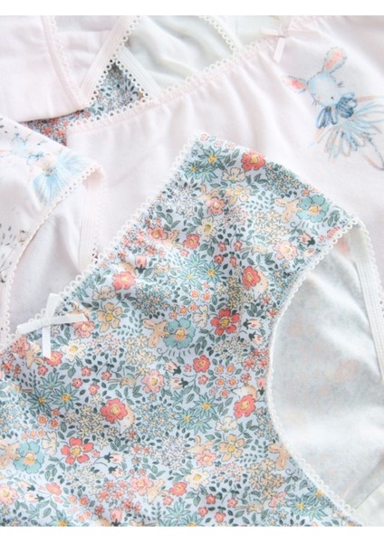 %100 Pamuklu Çok Renkli Balerin Fare Desenli Kız Çocuk 10'lu Kilot Set modelleri