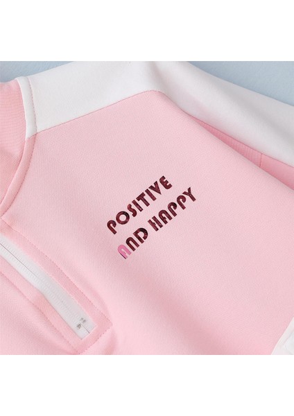 Kız Çocuk Şardonlu Uzun Kol Kalın Fermuarlı Yaka Tişört - 31989 - Pembe fiyatları