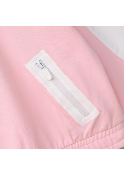 Kız Çocuk Şardonlu Uzun Kol Kalın Fermuarlı Yaka Tişört - 31989 - Pembe modelleri