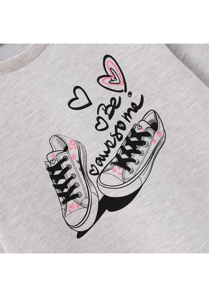 Kız Çocuk Şardonsuz Uzun Kol Ince Bisiklet Yaka Tişört - 31756 - Melanj fiyatları