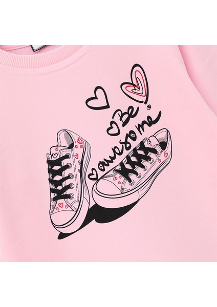 Kız Çocuk Şardonsuz Uzun Kol Ince Bisiklet Yaka Tişört - 31756 - Pembe fiyatları