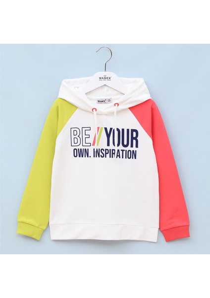 Kız Çocuk Uzun Kol Ince Kapşonlu Tişört - 31395 - Gül Kurusu