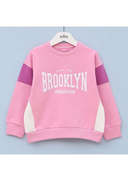 Kız Çocuk Şardonlu Uzun Kol Kalın Bisiklet Yaka Tişört - 31574 - Pembe