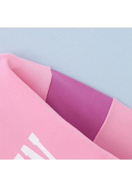 Kız Çocuk Şardonlu Uzun Kol Kalın Bisiklet Yaka Tişört - 31574 - Pembe modelleri