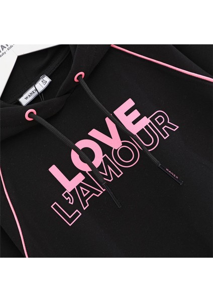 Kız Çocuk Şardonsuz Uzun Kol Ince Kapşonlu Tişört - 31461 - Siyah fiyatları