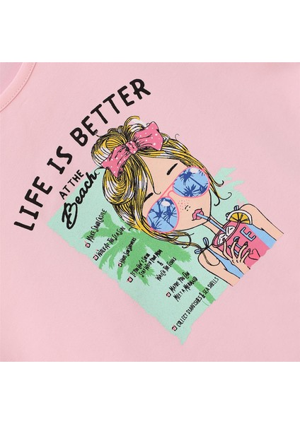 Kız Çocuk O Yaka Kısa Kol Yazlık Tişört - (3 Yaş-8 Yaş) - 31085 - Pembe fiyatları