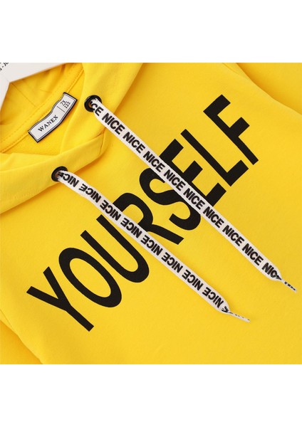 Kız Çocuk Uzun Kol Ince Kapşonlu Tişört - 30953 - Sarı fiyatları