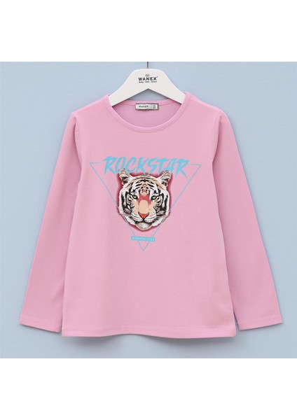 Kız Çocuk Şardonsuz Uzun Kol Ince Tişört - 31586 - Pembe