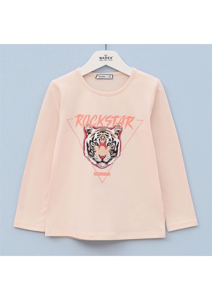 Kız Çocuk Şardonsuz Uzun Kol Ince Tişört - 31586 - Bej