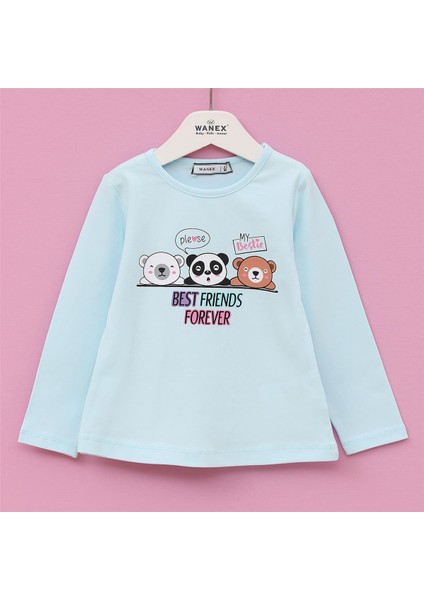 Kız Çocuk Şardonsuz Uzun Kol Ince Tişört - 31590 - Mint Yeşili