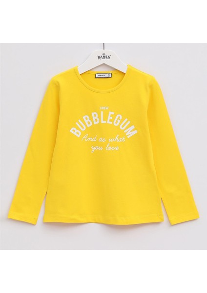 Kız Çocuk Şardonsuz Uzun Kol Ince Tişört - 31637 - Sarı
