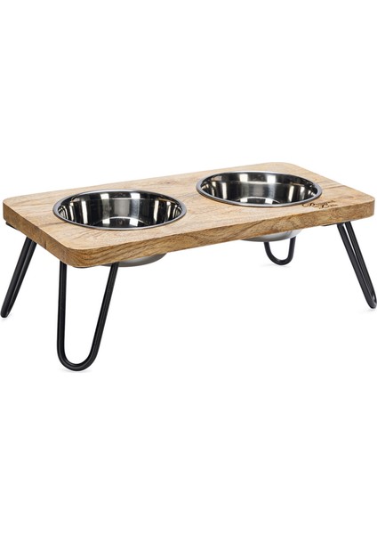 Dbl Kedi Ikili Mama ve Su Kabı, Paslanmaz Çelik, Beyaz, 31X16X10CM, 2X350ML Ynsmr