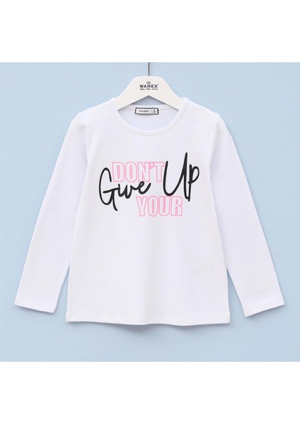 Kız Çocuk Şardonsuz Uzun Kol Ince Tişört - 31654 - Beyaz