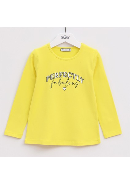 Kız Çocuk Şardonsuz Uzun Kol Ince Tişört - 31668 - Fıstık Yeşili