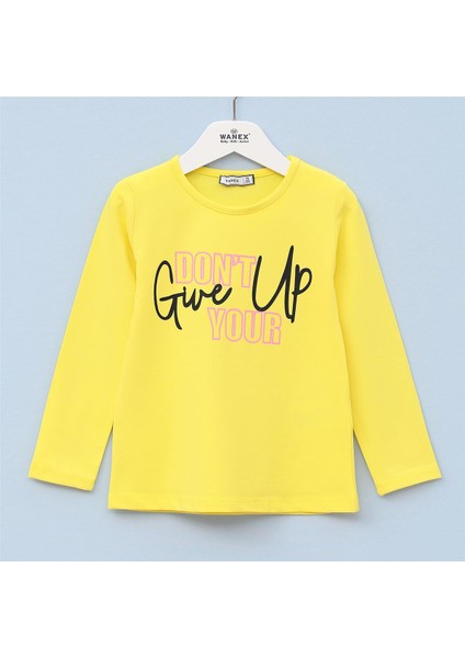 Kız Çocuk Şardonsuz Uzun Kol Ince Tişört - 31654 - Sarı