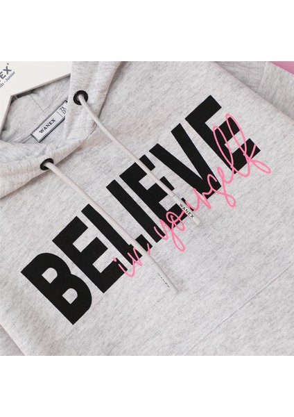 Kız Çocuk Şardonsuz Uzun Kol Ince Kapşonlu Tişört - 31893 - Melanj fiyatları