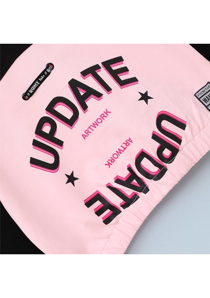 Kız Çocuk Şardonsuz Uzun Kol Ince Kapşonlu Tişört - 31837 - Siyah - Pembe fiyatları