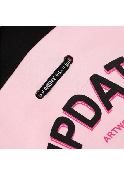 Kız Çocuk Şardonsuz Uzun Kol Ince Kapşonlu Tişört - 31837 - Siyah - Pembe fırsatları