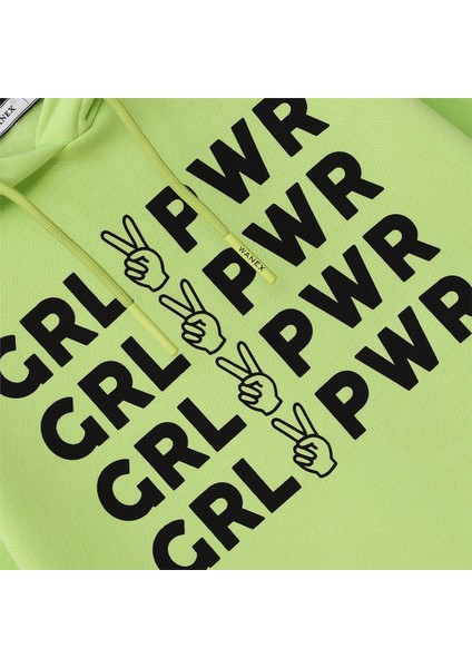 Kız Çocuk Şardonlu Uzun Kol Kalın Kapşonlu Tişört - 31892 - Fıstık Yeşili fiyatları