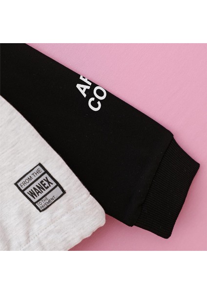 Kız Çocuk Şardonsuz Uzun Kol Ince Kapşonlu Tişört - 31837 - Siyah Melanj modelleri