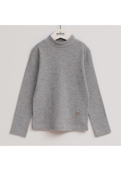 Kız Çocuk Şardonsuz Uzun Kol Ince Tişört - 31945 - Melanj