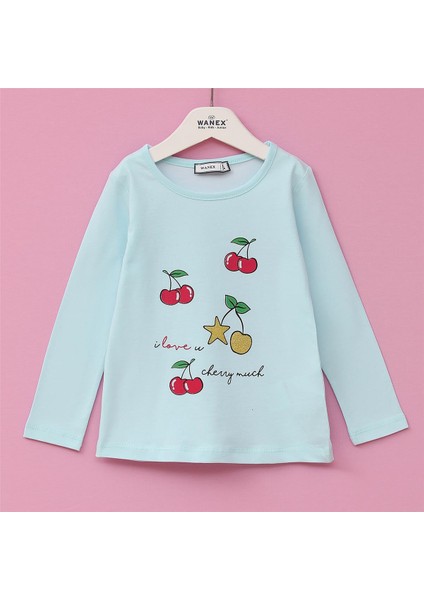 Kız Çocuk Şardonsuz Uzun Kol Ince Tişört - 31959 - Mint Yeşili