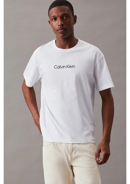Erkek Ck Hero Logo Comfort T-Shirt - Beyaz