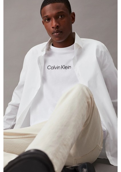 Erkek Ck Hero Logo Comfort T-Shirt - Beyaz indirimleri