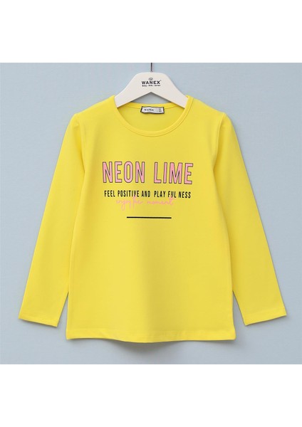 Kız Çocuk Şardonsuz Uzun Kol Ince Tişört - 31948 - Sarı