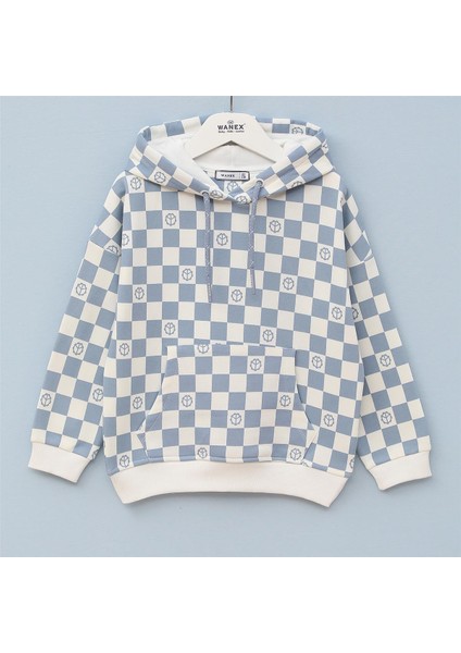 Kız Çocuk Şardonlu Uzun Kol Kalın Kapşonlu Tişört - 32011 - Vanilya