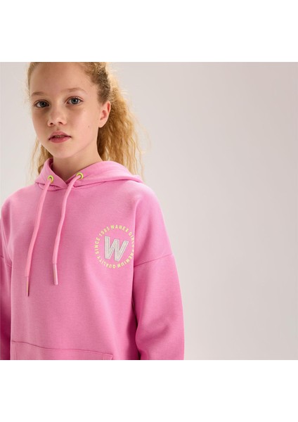 Kız Çocuk Şardonsuz Uzun Kol Ince Kapşonlu Tişört - 31990 - Pembe modelleri