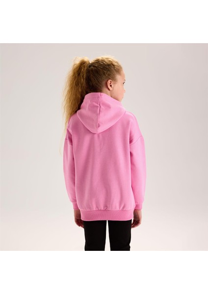 Kız Çocuk Şardonsuz Uzun Kol Ince Kapşonlu Tişört - 31990 - Pembe fırsatları