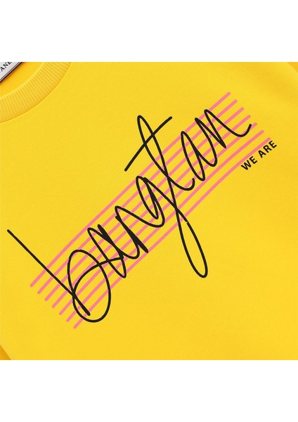 Kız Çocuk Şardonlu Uzun Kol Kalın Bisiklet Yaka Tişört - 32021 - Sarı fiyatları