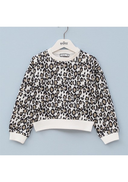 Kız Çocuk Şardonsuz Uzun Kol Ince Bisiklet Yaka Tişört - 31997 - Leopar