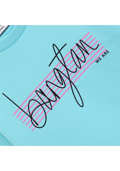 Kız Çocuk Şardonlu Uzun Kol Kalın Bisiklet Yaka Tişört - 32021 - Turkuaz fiyatları