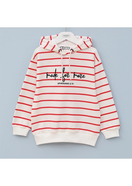 Kız Çocuk Şardonsuz Uzun Kol Ince Kapşonlu Tişört - 32031 - Kırmızı - Vanilya