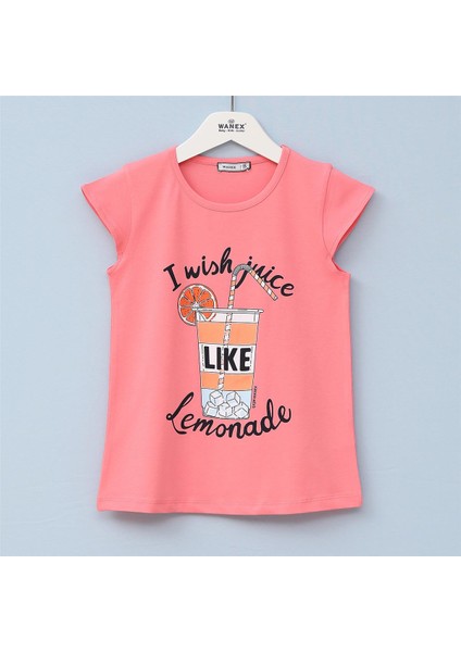 Kız Çocuk Kısa Kol Yazlık Tişört - (9 Yaş-14 Yaş) - 31795 - Gül Kurusu