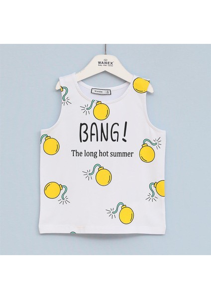 Kız Çocuk Sıfır Kol Bisiklet Yaka Tişört - 32158 - Beyaz