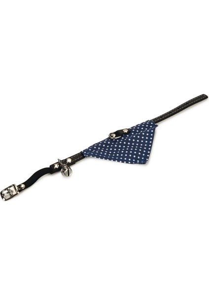 Kedi Boyun Tasması, Bandanalı, Zilli, Mavi, 24-29CM Ynsmr