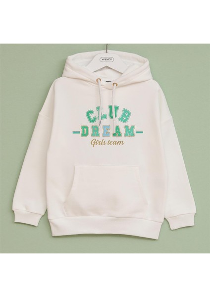 Kız Çocuk Uzun Kol Kalın Bisiklet Yaka Sweatshirt - 32214 - Vanilya